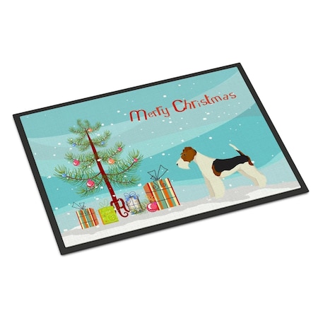 Carolines Treasures 18 x 27 in. Fox Terrier Christmas Tree Indoor or Outdoor Mat CK3538MAT